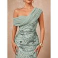 thumbnail image 5 of Womens Elegant Sage Green One-Shoulder Maxi Dress with Floral Sequin, 5 of 7