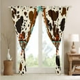thumbnail image 4 of Cowhide 30%-50% Blackout Curtains Brown Highland Cow Print Curtains & Drapes,Western Curtains Exotic Aztec Farmhouse Wild Animals Longhorn Skin Room Decor,Cowboys Gifts for Men, 4 of 6