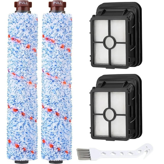 2 Pack Multi-Surface Brush Roll 1868   2 Pack Vacuum Filter 1866 for Bissell CrossWave 2306A 1785A 3888A Vacuum Cleaner, Compare to Part # 1608683, 160-8683, 1608684