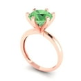 thumbnail image 2 of Clara Pucci 14K Rose Gold Solid Gold Green Solitaire Anniversary Ring for Women - 3 cttw Round Cut, 2 of 8