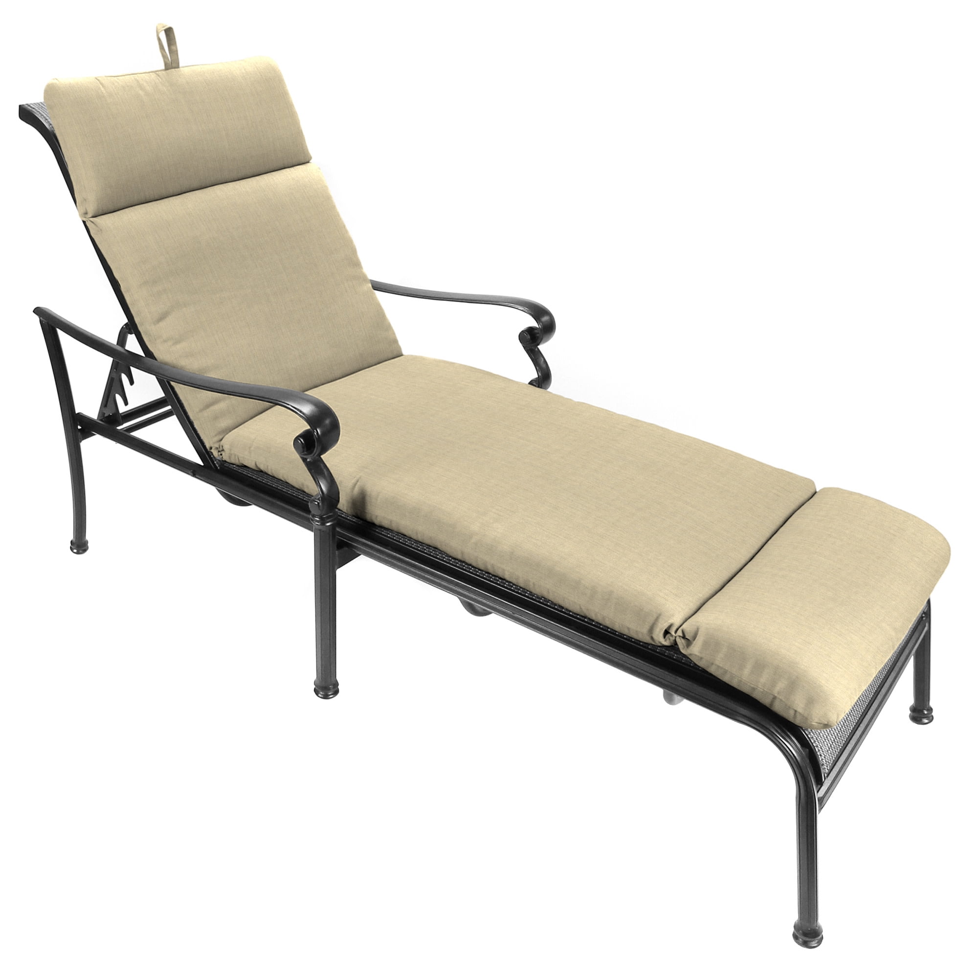 Jordan Manufacturing Sunbrella 74" x 22" Spectrum Sand Solid Rectangular Outdoor Chaise Lounge Cushion with Ties and Hanger Loop
