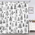 thumbnail image 2 of Black and White Christmas Shower Curtain for Bathroom, Winter Cute Xmas Tree Snowflake New Year Holiday Bathroom Curtain Decor, Polyester Waterproof Fabric Bath Curtains, 72x72 Inch, 2 of 6