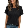 thumbnail image 2 of TODOZO T Shirts for Women Loose Fit Casual Lightweight Soft Basic Tees Summer Tops for Women 2025 Women Shirts Summer Sweaters Short Sleeve Tunic Tops 2025 Casual Business Blouses Black L, 2 of 5