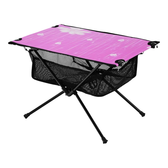 Pink Rainy Day Galaxy Pine Tree Xmas Painting Christmas Kids Camping Tables Folding Table for Children 23.6x15.7in 600D Oxford Fabric 110lb Capacity