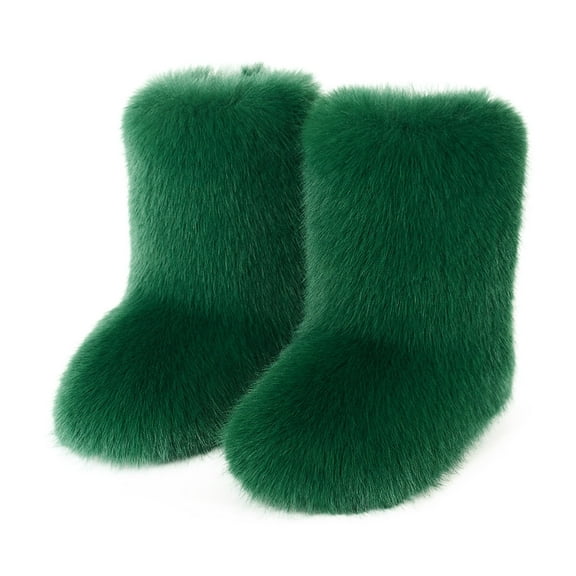 Plush Slipper Booties for Women Winter Warm Fashion Indoor Home Slip on Shoes Lightweight Casual Ankle Boots Green Size 10