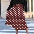 thumbnail image 2 of CHUMUD Womens Polka Dots Midi Skirt High Waist Flared Satin A-Line Skirts Casual Summer Wear, 2 of 7