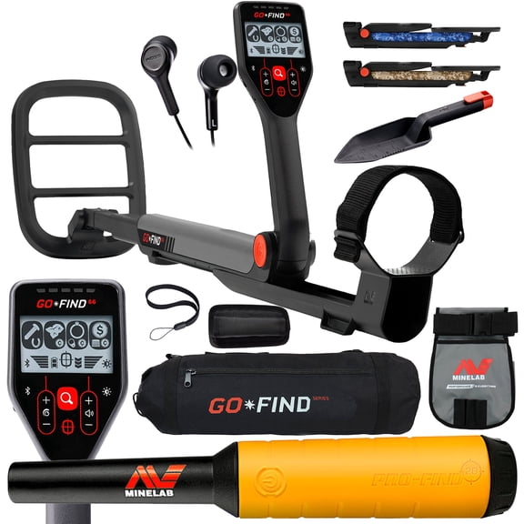 Minelab GO FIND 66 Metal Detector with PRO FIND 20, Black Carry Bag, Finds Pouch