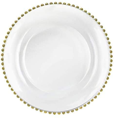 24 Pack Tiger Chef Round Charger Plates Silver Beaded Dinner Chargers 13-inch Wedding Charger Plates 