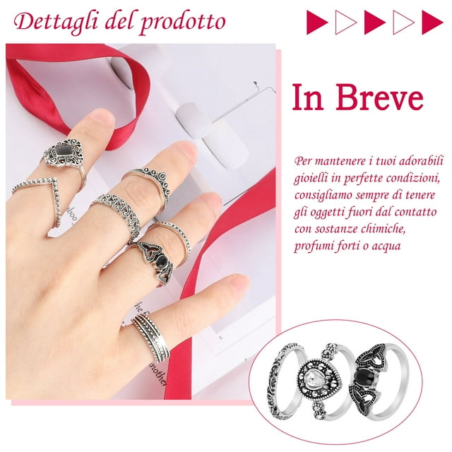 15pcs Girls Bohemian Retro Flower Ring Female Antique Rings Jewelry Hand Ornament Holiday Gift