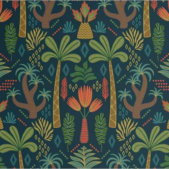 S4Sassy Peel & Stick Vinyl Wallpaper, Chic Boho Palm Tree Wallpaper Contact Paper Waterproof- Blue, 25"x120", Removable Wall Covering for Home Decor in Bedrooms, Renter Space, Cabinet