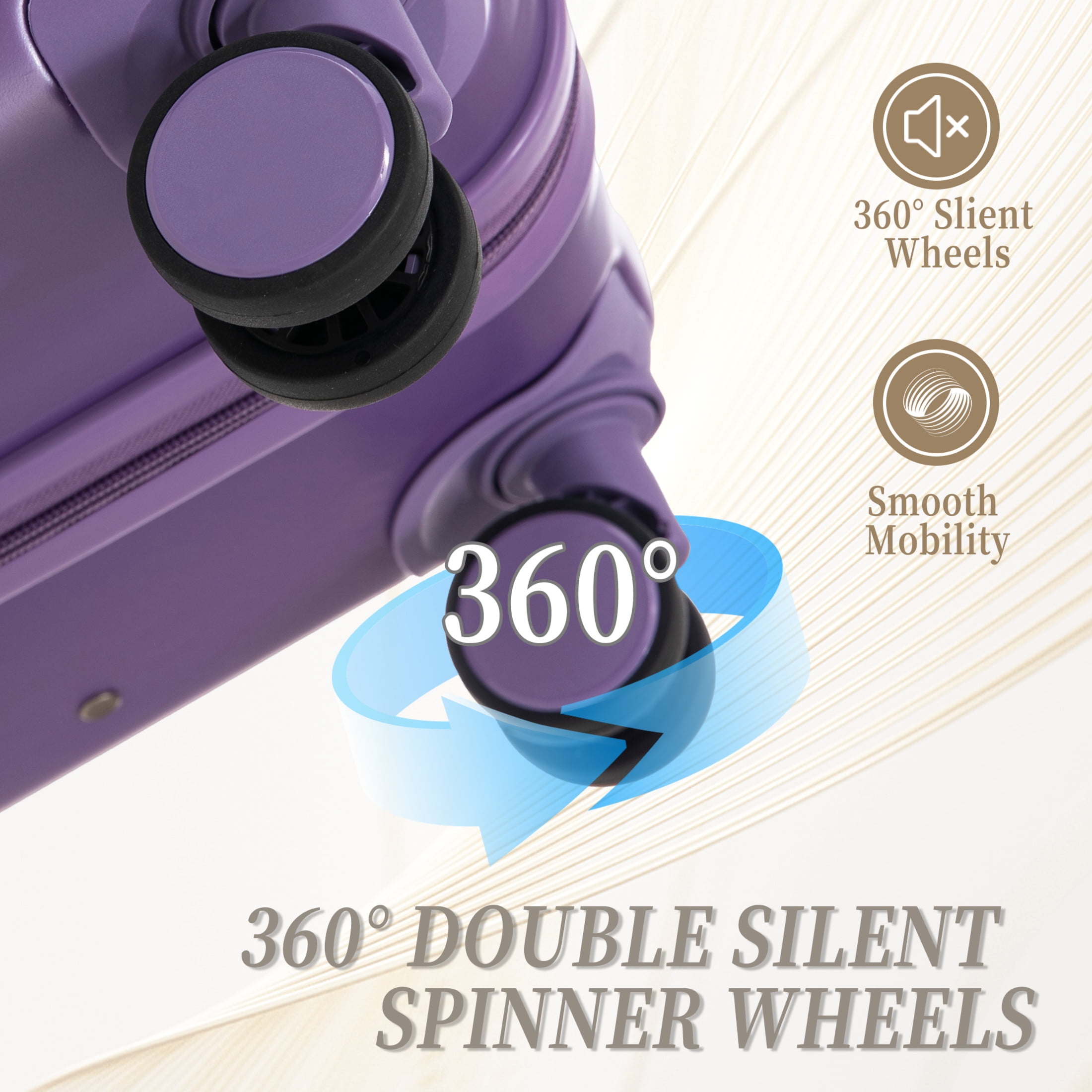 Noble House Lorven 3-Piece 20"/24"/28" ABS Hardshell Luggage Set with Combination Lock and Spinner Wheels, Purple