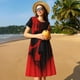 thumbnail image 4 of Fotbe Minimalist Skull Red Vestido Largo de Moda para Mujer, Vestido Tipo Camiseta con Manga Corta y Estilo Casual a Rayas y Bloques de Color, 4 of 6