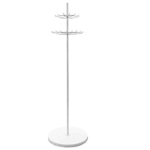 Wildnix Sturdy Steel Belt and Tie Display Rack with 31 Hooks, Adjustable Feet, Two-Tier Design, Modern Retail Counter Display for Home or Store