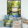 thumbnail image 2 of Designart 'Forest Park With Bridge Over Troubled Water' Lake House Framed Canvas Wall Art Print, 2 of 5