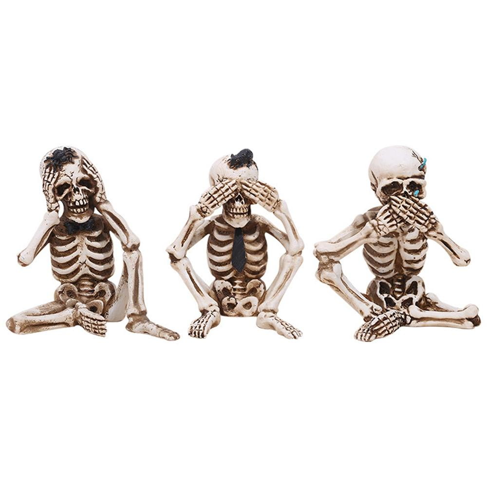 Miniature Dolls House Accessories Sitting Skeleton "Speak No Evil"  1:12th scale 