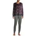 thumbnail image 2 of Secret Treasures Women's and Women's Plus Velour Long Sleeve Crew-Neck Pajama Top, 2 of 6