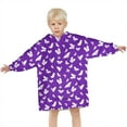 thumbnail image 3 of Purple White Butterfly Pattern Blanket Hoodies for Kids 6-13YR Oversize Wearable Blanket Hoodies for Boys Girls Teens, 3 of 7