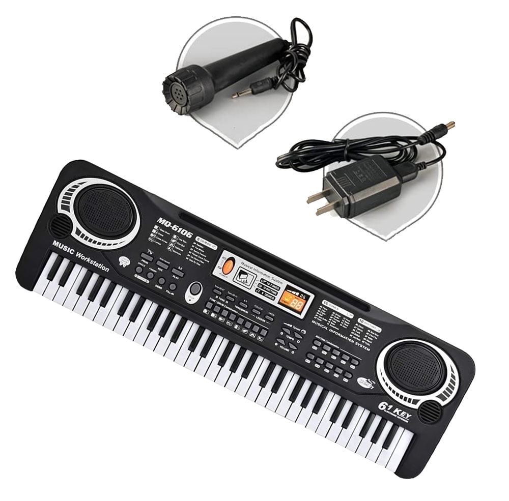 Kids Piano Keyboard 61 Keys Electronic Piano Portable Karaoke Music Keyboard With Microphone 16 Tones Drum pads Recording Play Built-in Speakers Educational Toys for Beginners Girls Boys Children 