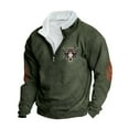 thumbnail image 2 of Spring Savings Clearance!LEBONYARD Men's & Big Men's Oversized Long Sleeve Tee Shirt,Fashion Men Winter Zipper Casual Tops Long Sleeve V-Neck Sweatshirt Army Green M, 2 of 3