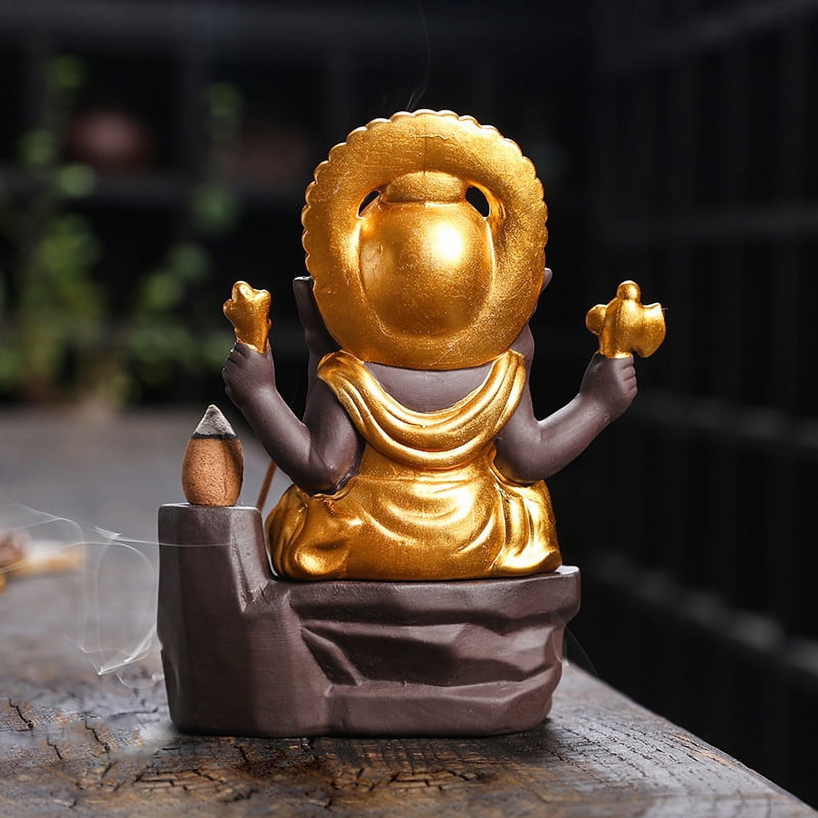 Creative Indian Elephant God Incense Burner Zen Buddha Incense Holder Smoke Waterfall Aromatherapy Censer Stove for Home Decorative