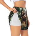 thumbnail image 1 of Balery Jungle Hat Bear Pantalones cortos deportivos para mujer con forro y dos bolsillos, elásticos, para entrenamiento, gimnasio, yoga-Medium, 1 of 7