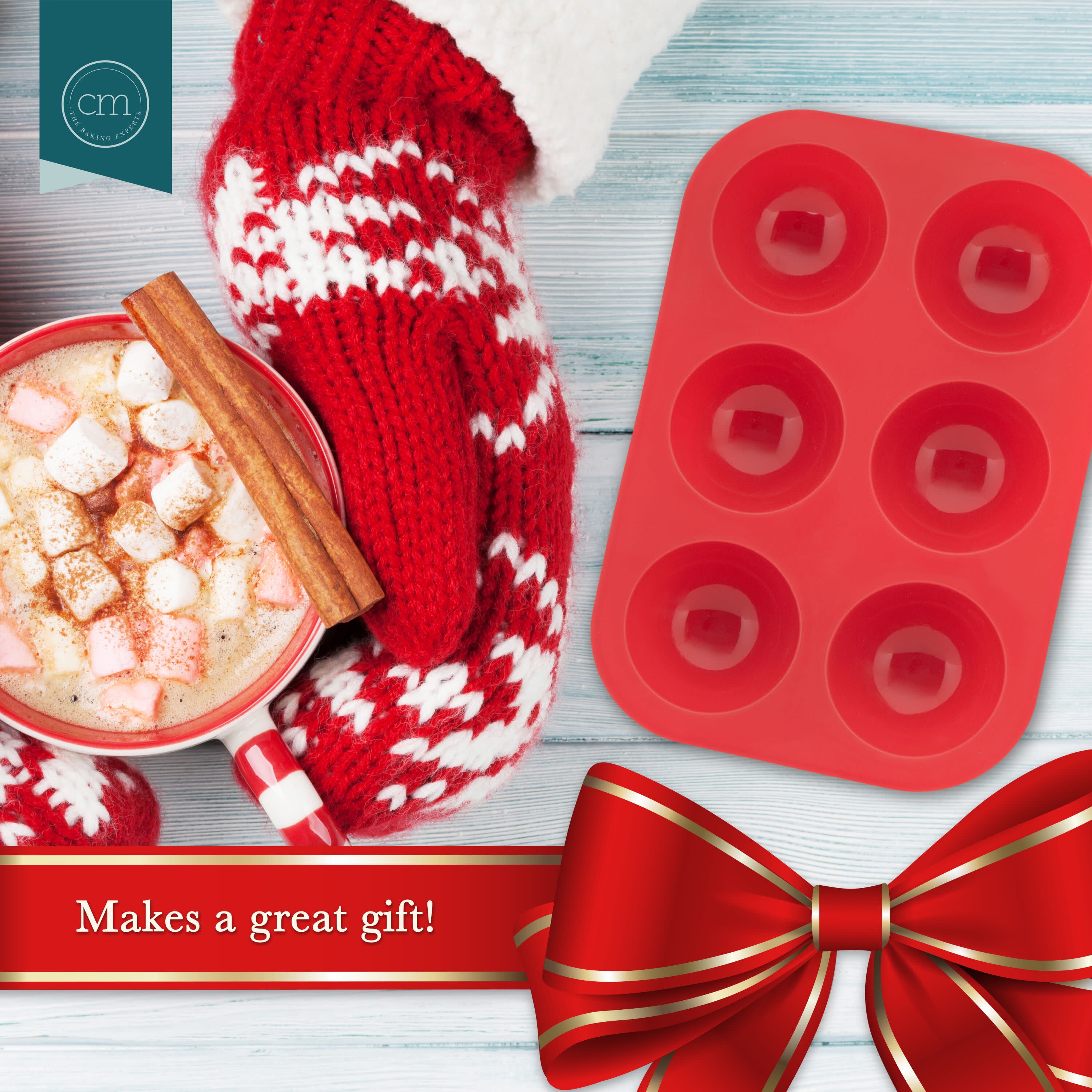 Chicago Metallic Set of 2 Silicone Hot Coco Bomb Molds Red