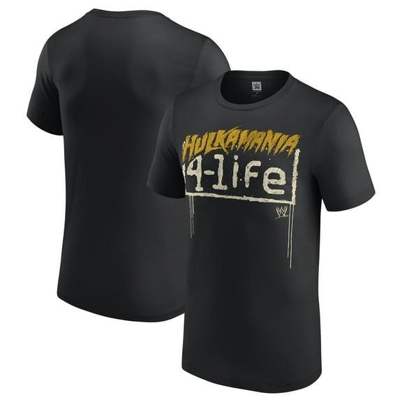 Men's Black Hulk Hogan Hulkamania 4-Life T-Shirt
