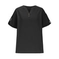 thumbnail image 5 of ZyeKqe Womens T Shirts Cap Sleeve Tops Button up V Neck Top Solid Color Basic Summer Tees Tops, 5 of 9