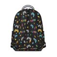 thumbnail image 3 of Game Controller Black Pattern Backpack for School, Cute School Bag with Adjustable Shoulder Straps and Padded Back, 15.3"x11"x7.1", 3 of 5