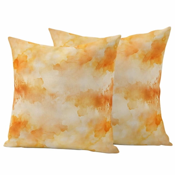 Orange Fall Ombre Outdoor Waterproof Pillow Covers, Watercolor Abstract Oil Painting Decorative Square Throw Pillowcase Sofa Cushion Sham for Patio/Couch/Chair, 16"x16" 2 Pack