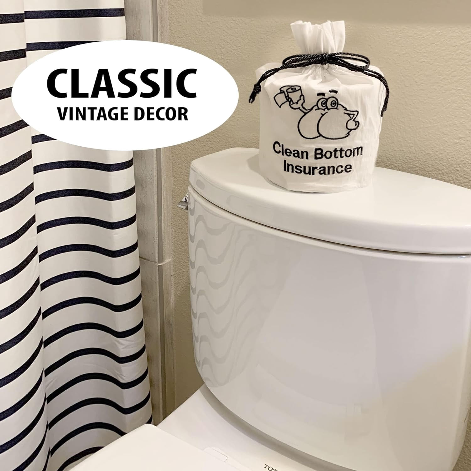 Born Uncommon Toilet Paper Roll Cover - 9" x 5.5" Reusable Cotton Toilet Paper Cover with Drawstring Closure – Decorative Bathrooms Tissue Roll Storage Bag