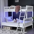 thumbnail image 4 of Ktaxon Bunk Bed Twin Over Full Size with 15 inches Extra Tall Guardrail/LED Light/Charging Station, Convertible Solid Wood Bed, Heavy Duty Wood Slats Support, White, 4 of 10