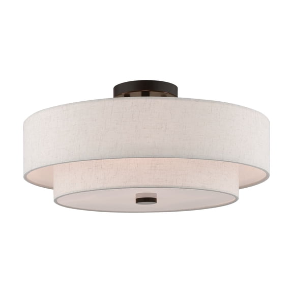 Livex Lighting Livex Claremont 18" Bronze Double Shade Semi-Flush Ceiling Light
