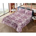 thumbnail image 4 of Ambesonne Nostalgic Flowers Fitted & Flat Sheet with Shams 4 Pcs Set, Vintage Roses, Full, Purple and Champagne, 4 of 5