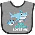 thumbnail image 3 of Inktastic My Big Sister Loves Me with Cute Sharks Boys or Girls Baby Bib, 3 of 4