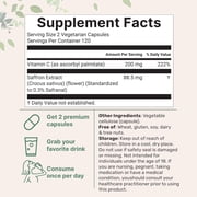 Micro Ingredients Pure Saffron Extract, 240 Veggie Capsules | with High Absorption Fat-Soluble Vitamin C | Mood, Vision & Heart Support | Filler Free