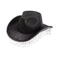 thumbnail image 2 of freneci Cowboy Hat for Women Cowgirl Hat Sparkly Headgear for Props Wedding Carnival Black, 2 of 8