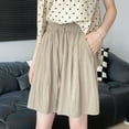 thumbnail image 2 of Ashirexll Shorts for Women, Womens Shorts Casual, Ladies' Summer Thin Casual and Comfortable Ice Silk Drying Side Pockets Wide Legs Elastic Waist Drawstring Five Quarter Pant, 2 of 7