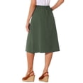 thumbnail image 3 of Faldas Midi INSPIRE CHIC para Mujeres, Casual, Cintura Alta Elástica, con Botones, Plisadas, Estilo A con Bolsillos, Color Verde Militar, 3 of 5