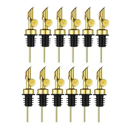 

Weighted Stainless Steel Pourers Olive Oil Dispenser Spout Liquor Bottles Pourers Auto Flip Oil Dispenser (Gold 12Pcs)