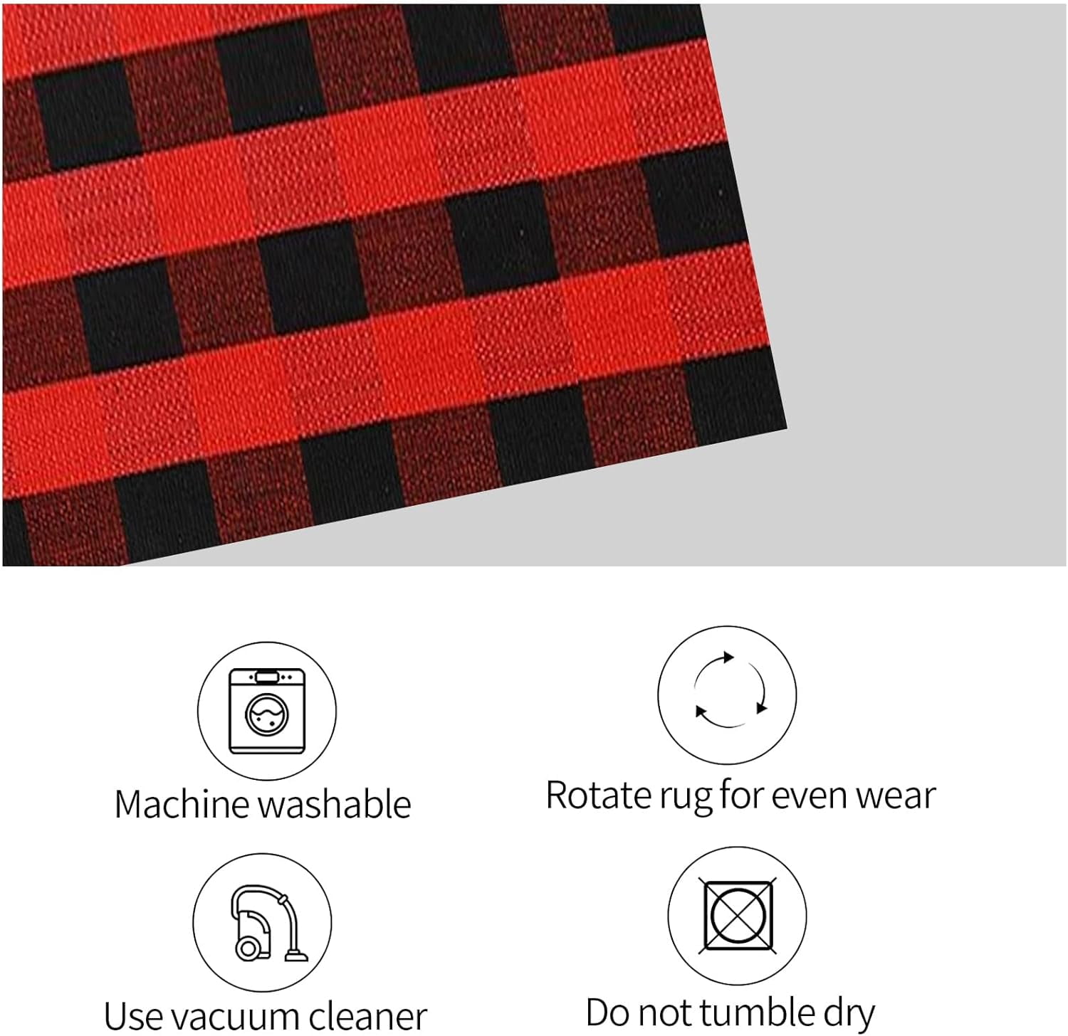 AllWays Plaza Cotton Buffalo Plaid Rug 27.5"x43" Black and Red Checked Rug Washable Doormats Indoor Outdoor Rugs for Layered Front Door Mats, Porch, Kitchen, Farmhouse, Entryway