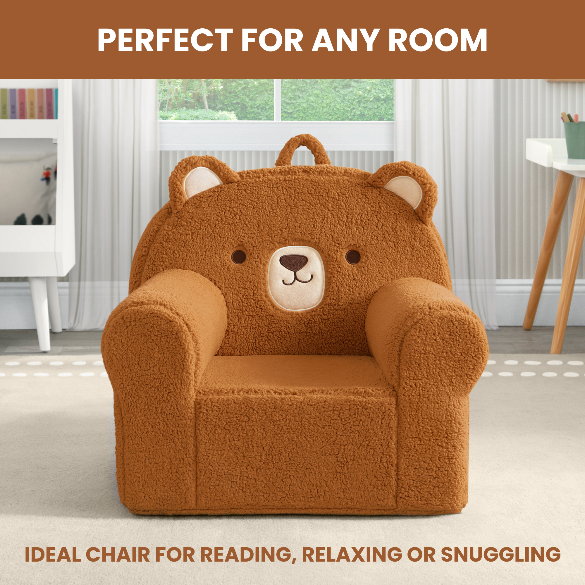 Delta Children Deluxe Teddy Bear Cozee Chair for Kids, Brown