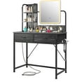 thumbnail image 2 of EnHomee Vanity Set with Mirror and Lights Vanity Desk with 2 Fabric Drawers & Charge Station Makeup Vanity Table with Lighted Mirror,Black, 2 of 7