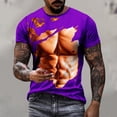 thumbnail image 2 of ZCFZJW 3D Muscle T-Shirts for Men Big and Tall Regular Fit Casual Summer Short Sleeve Graphic Tees Shirt Loose Lightweight Comfy Pullover Tops Purple S, 2 of 6