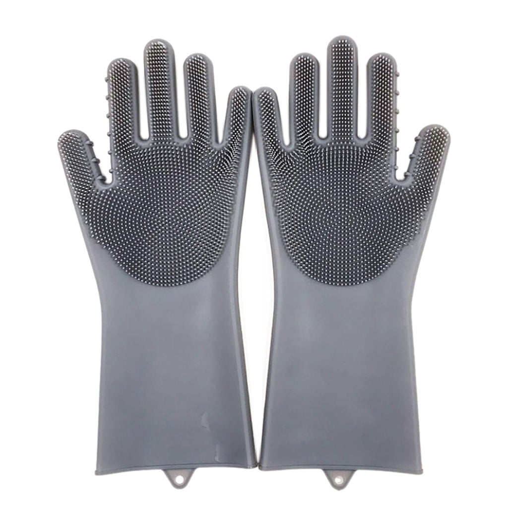 New Magic Reusable Silicone Gloves Cleaning Brush Scrubber Gloves Heat