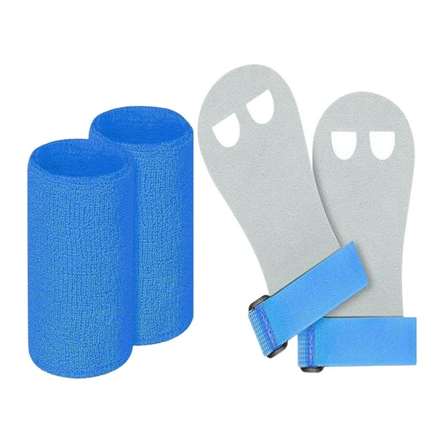 Empuñaduras de gimnasia para niños con muñequera, versátiles y ligeras, para pesas rusas. Azul