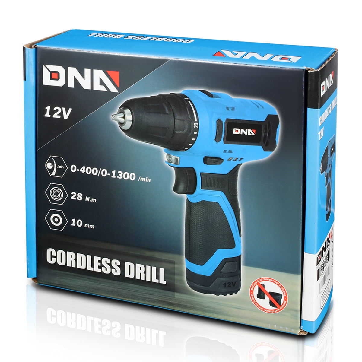 WMT-TOOLS-00157 Cordless Electric 12V Drill Driver, Keyless Chuck, Two-Speed, 20+1 Torque