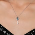 thumbnail image 3 of Gem Stone King 925 Sterling Silver London Blue Topaz Heart Key Pendant Necklace for Women (0.50 Ct Round 5MM, With 18 inch Silver Chain), 3 of 6