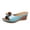 Blue, variant on Modisza Flower Leather Wedges Sandals for Women Open Toe Low Wedges Slides Summer Outdoor Walking Dress Sandal Shoes Black Size 6