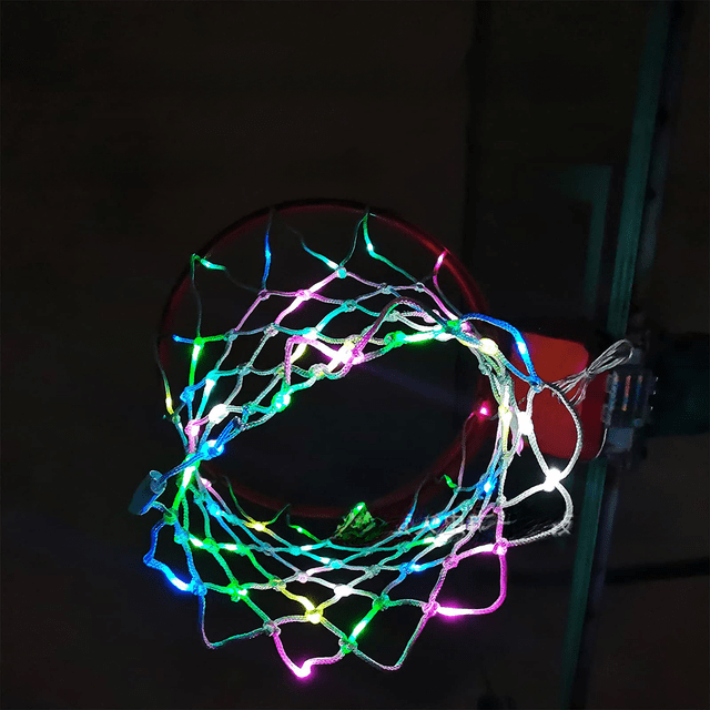 Cadena de luces LED para canasta de baloncesto luminosa para exteriores, resistente a la lluvia, cadena de luces para canasta de baloncesto luminosa con cambio de color RGB